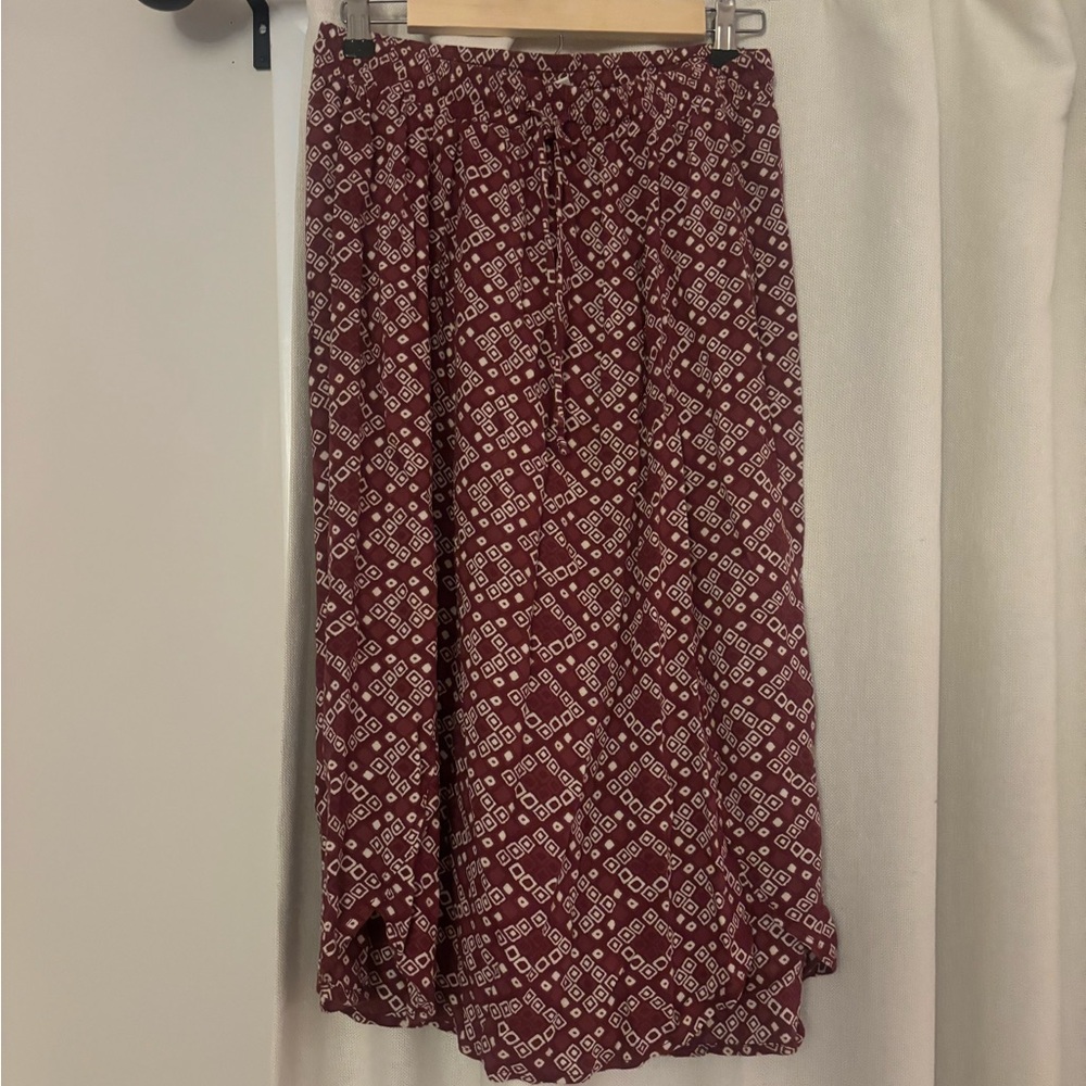 Cato Red Pleated A-Line Midi Skirt